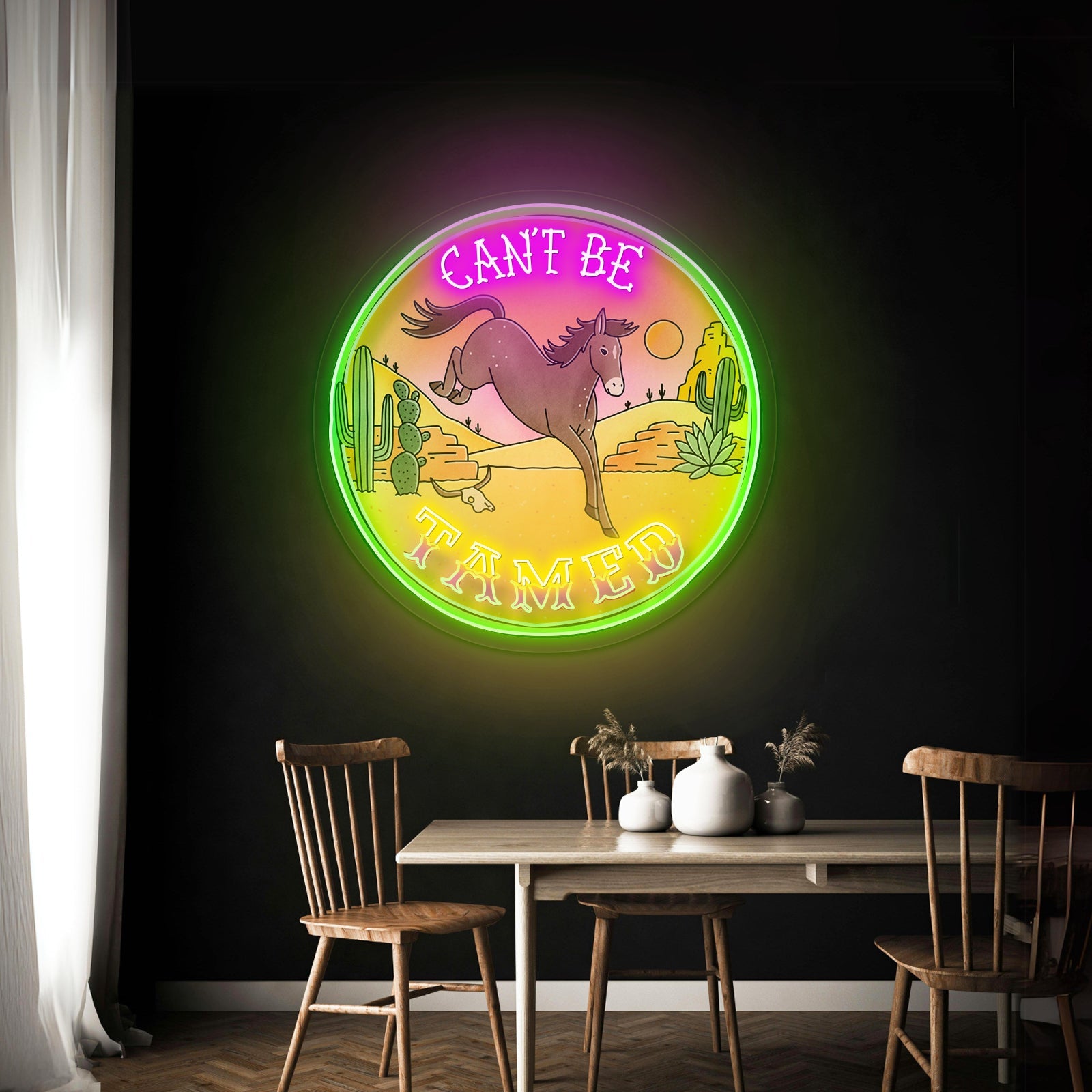 Cant Be Tamed Horse Desser Neon Signs - Shineneon
