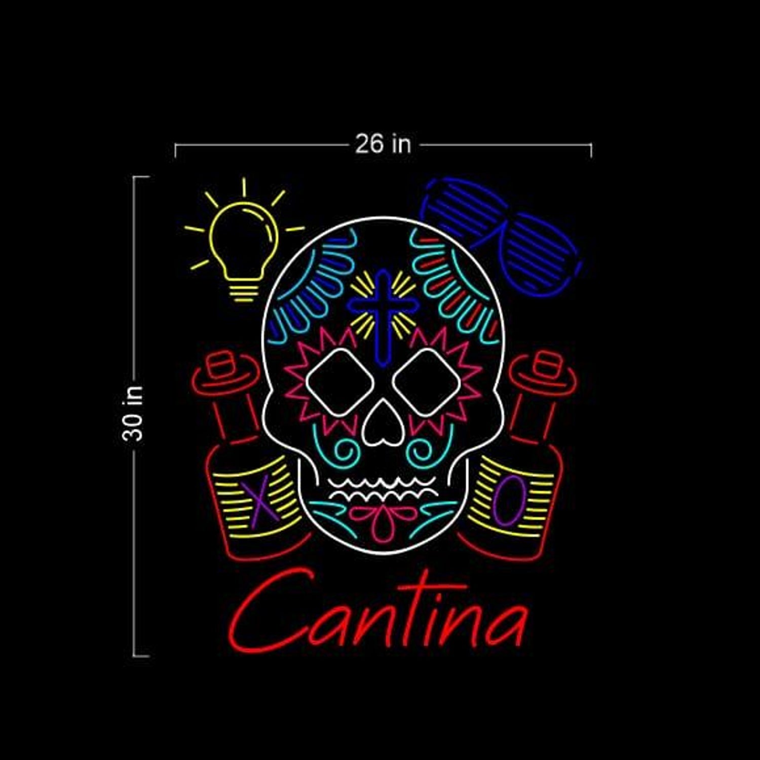 Cantina Multicolor Mexican Skull Led Neon Sign For Bar Cantina Decor | Shineneon