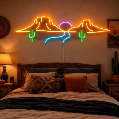 Canyon Cactus Sunset LED Neon Sign - Shineneon