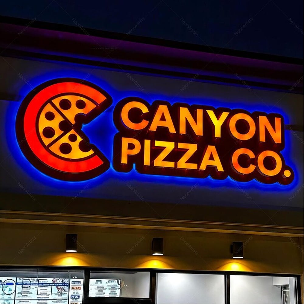 Canyon Pizza Co 3D Frontlit And Backlit Channel Letter Led Light Sign - Shineneon