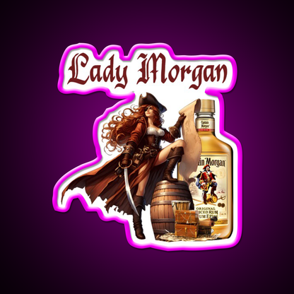 Captain Ladys Miss Morgan Cocktail Bar Decor Led Neon Sign Rgb Color - Neon sign mounted on wall in room
