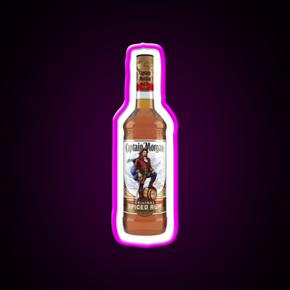 Captain Morgan Bottle Beer Bar Decor Led Neon Sign Rgb Color - Neon sign mounted on wall in room