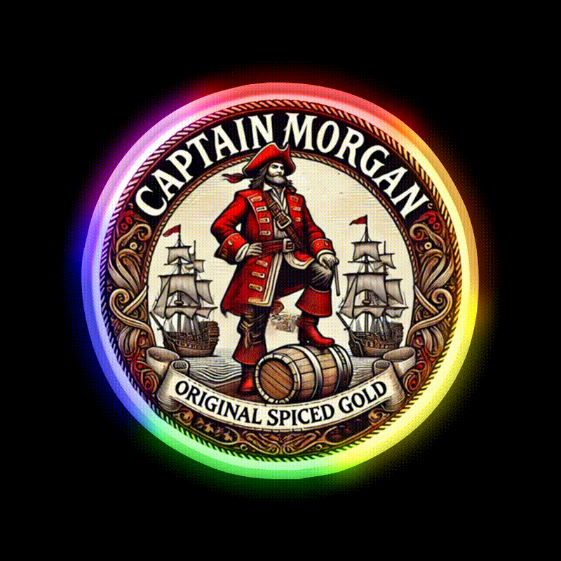 Captain Morgan Vintage Sign Cocktail Bar Decor Led Neon Sign Rgb Color - LED neon sign close-up detail