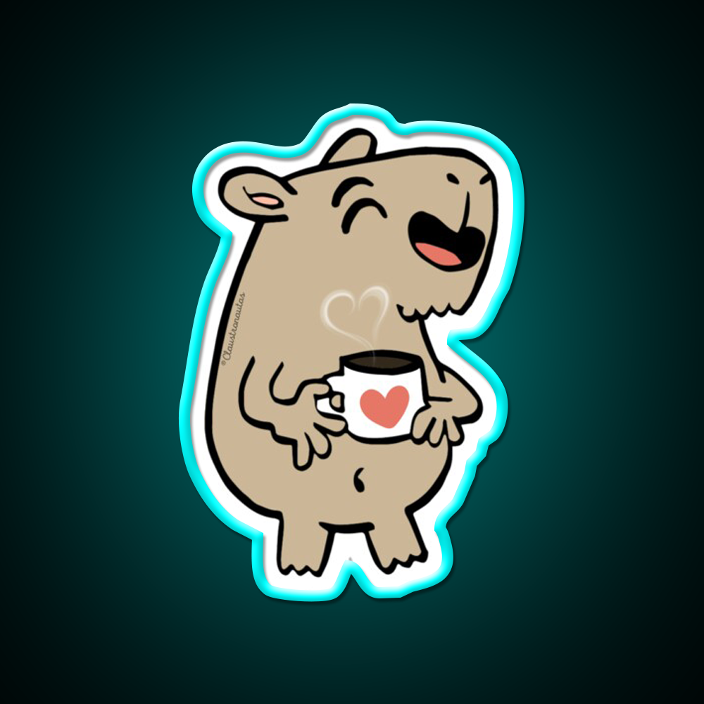 Capybara Coffee Lover Cafe Led Neon Sign Espresso Bar Art Rgb Color