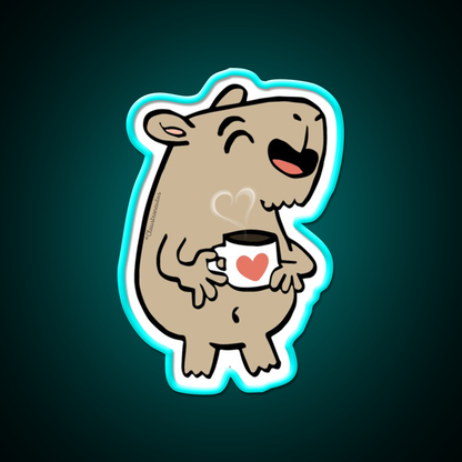 Capybara Coffee Lover Cafe Led Neon Sign Espresso Bar Art Rgb Color