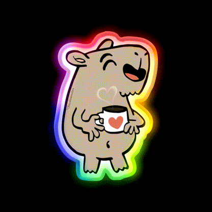 Capybara Coffee Lover Cafe Led Neon Sign Espresso Bar Art Rgb Color