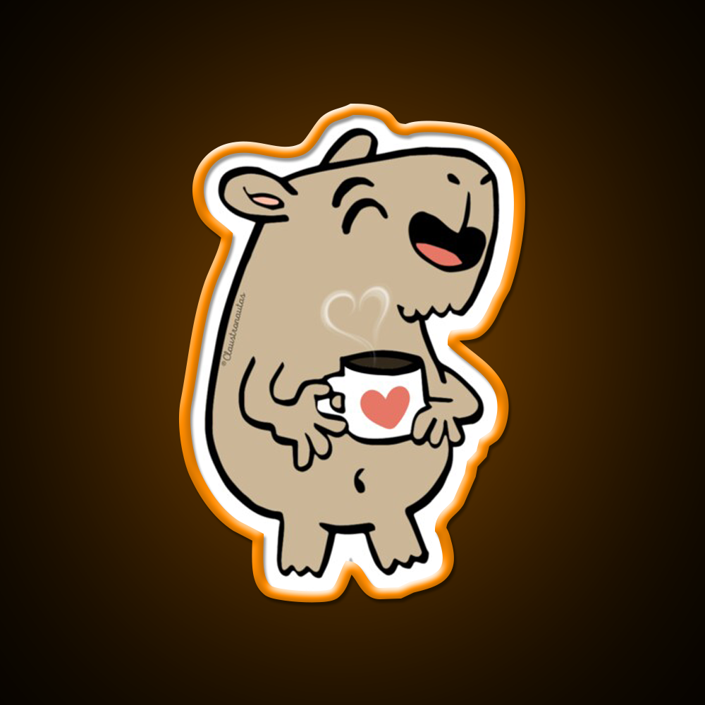 Capybara Coffee Lover Cafe Led Neon Sign Espresso Bar Art Rgb Color