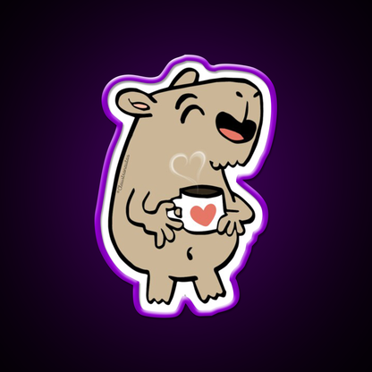 Capybara Coffee Lover Cafe Led Neon Sign Espresso Bar Art Rgb Color