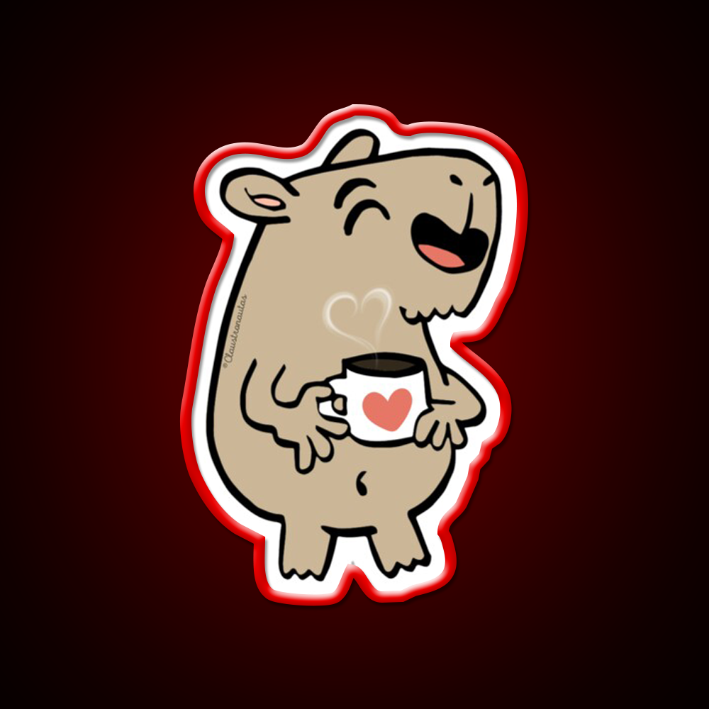 Capybara Coffee Lover Cafe Led Neon Sign Espresso Bar Art Rgb Color