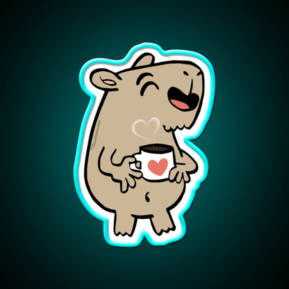 Capybara Coffee Lover Cafe Led Neon Sign Espresso Bar Art Rgb Color - Shineneon