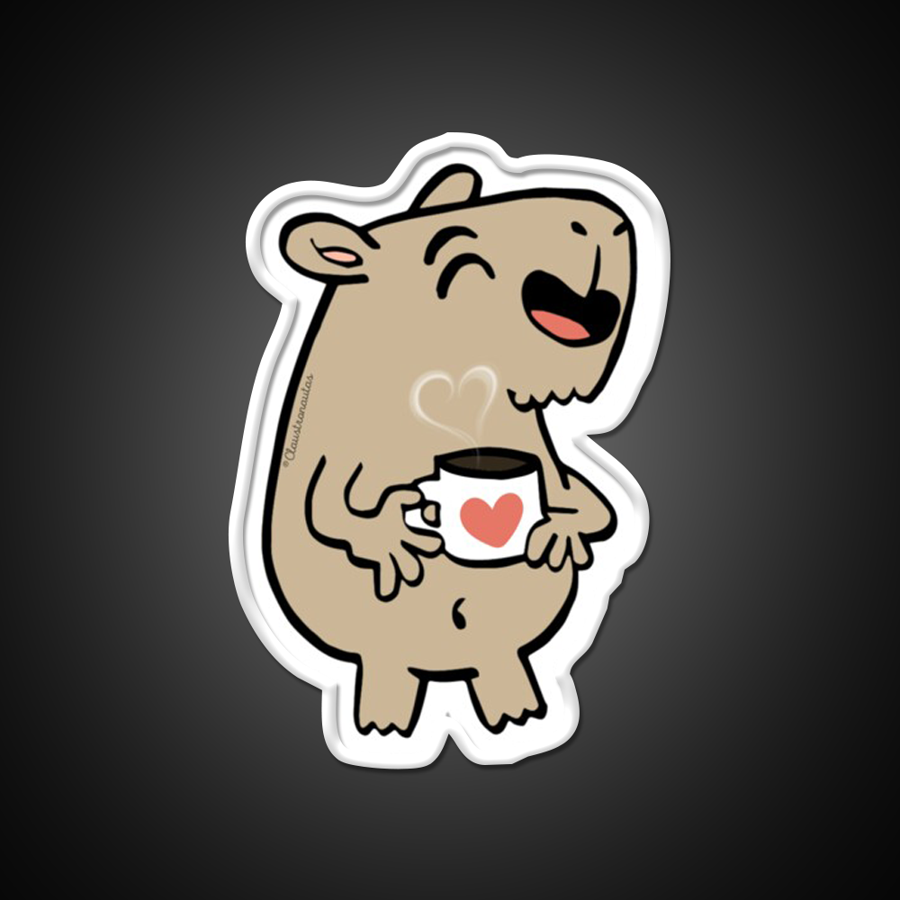 Capybara Coffee Lover Cafe Led Neon Sign Espresso Bar Art Rgb Color