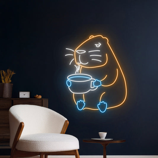 Capybara Coffee Neon Sign