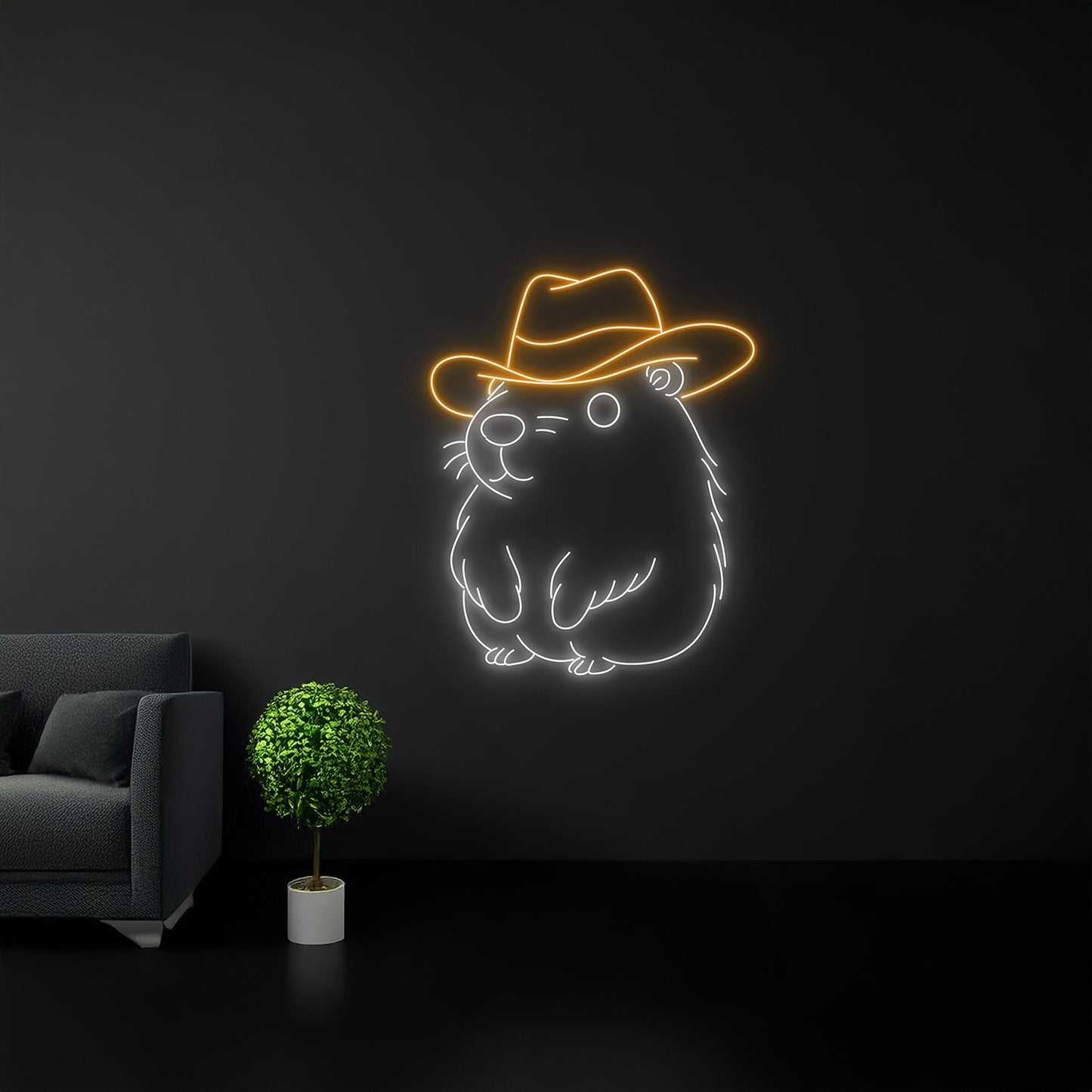 Capybara Cowboy Led Sign