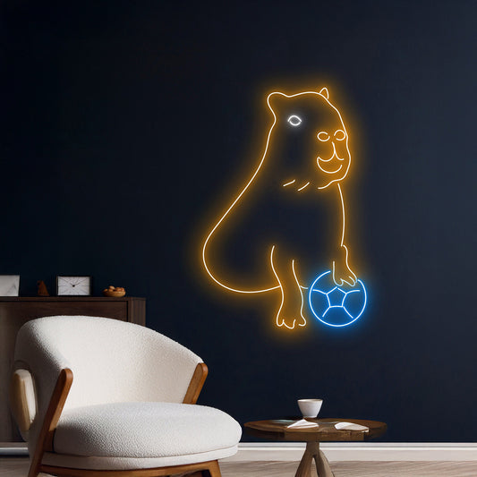 Capybara Football Neon Sign