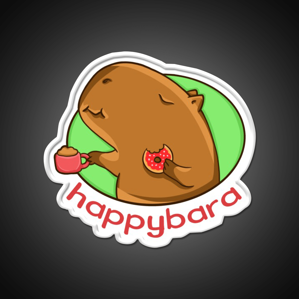 Capybara Is Happy When Eating Donut Snack Food Led Neon Sign Rgb Color - Shineneon