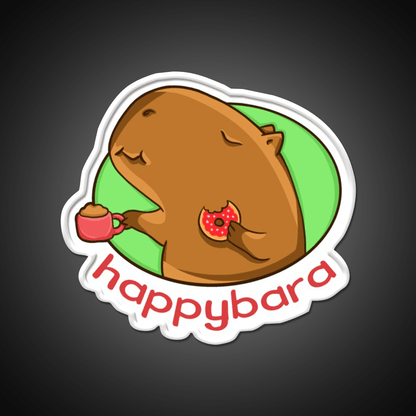Capybara Is Happy When Eating Donut Snack Food Led Neon Sign Rgb Color - Shineneon