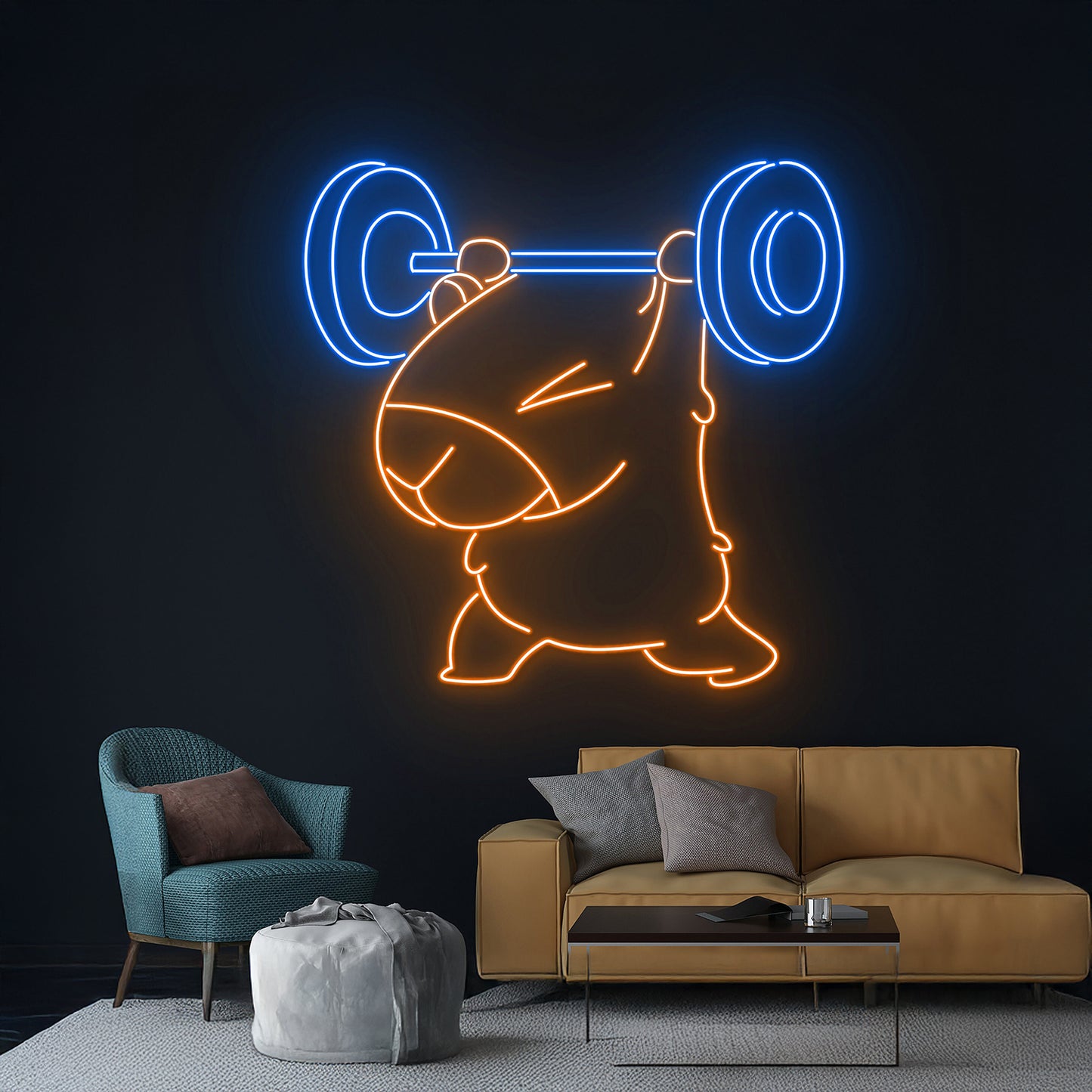 Capybara Lifts The Weight Neon Sign