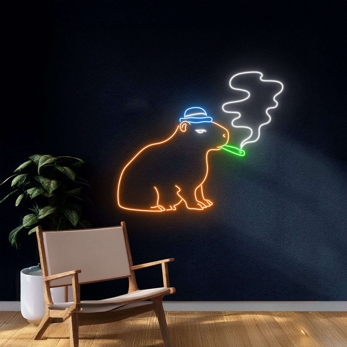 Capybara Smoking Neon Sign