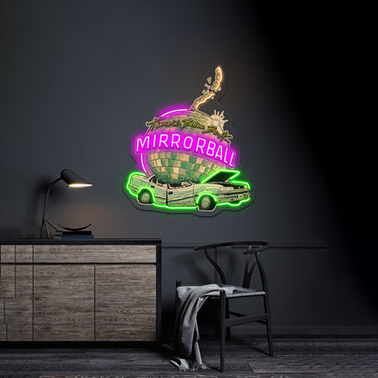 Car Comics Cutout Artwork Business Neon Sign