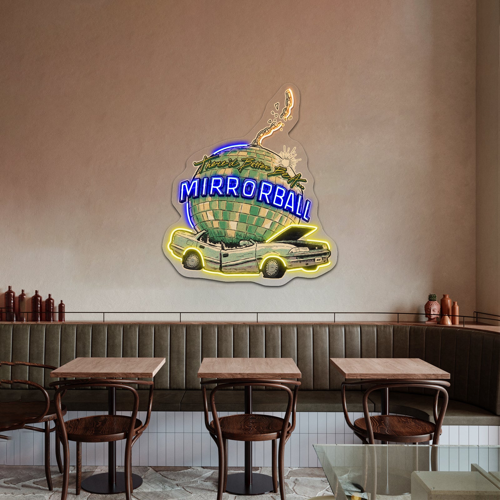 Car Comics Cutout Artwork Business Neon Sign