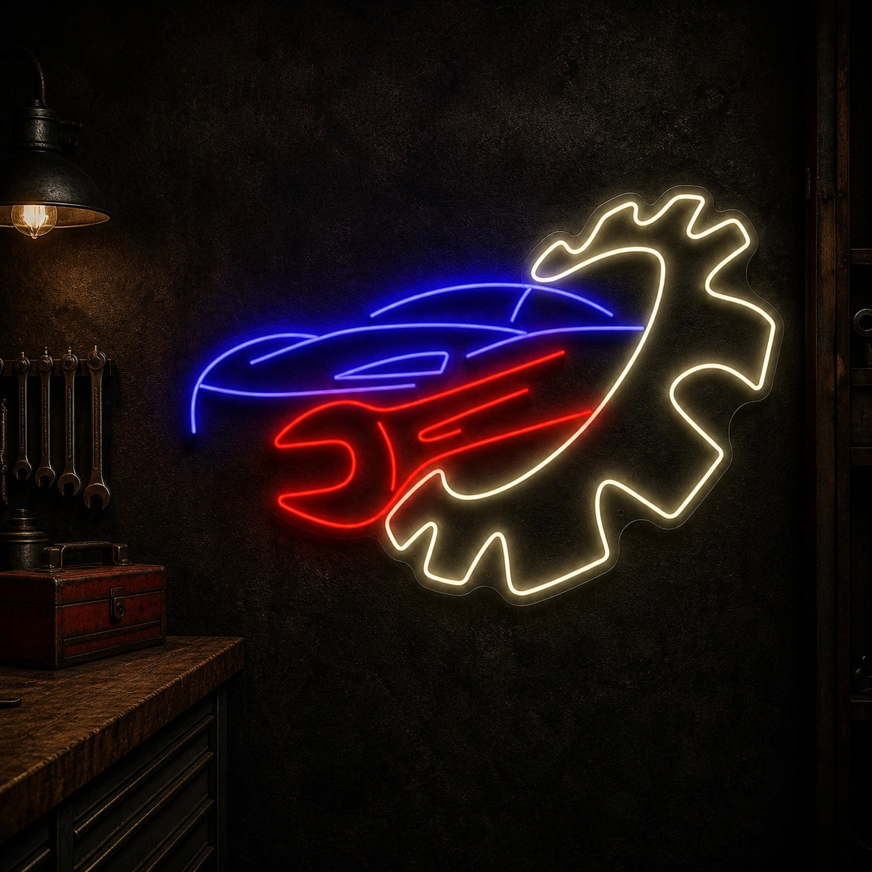 Car Gear Wrench Vintage LED Neon Sign high-converting product image