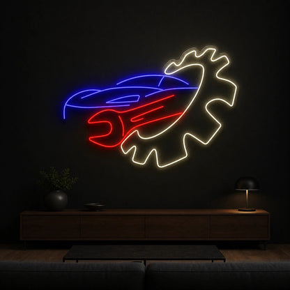 Car Gear Wrench Vintage LED Neon Sign - Shineneon