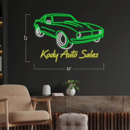 Car Kody Auto Sales Retro Green-Yellow Led Neon Sign Indoor Business Decor | Shineneon