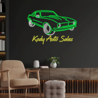 Car Kody Auto Sales Retro Green-Yellow Led Neon Sign Indoor Business Decor | Shineneon