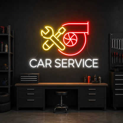 Car Service Chairs Table Vintage LED Neon Sign size image