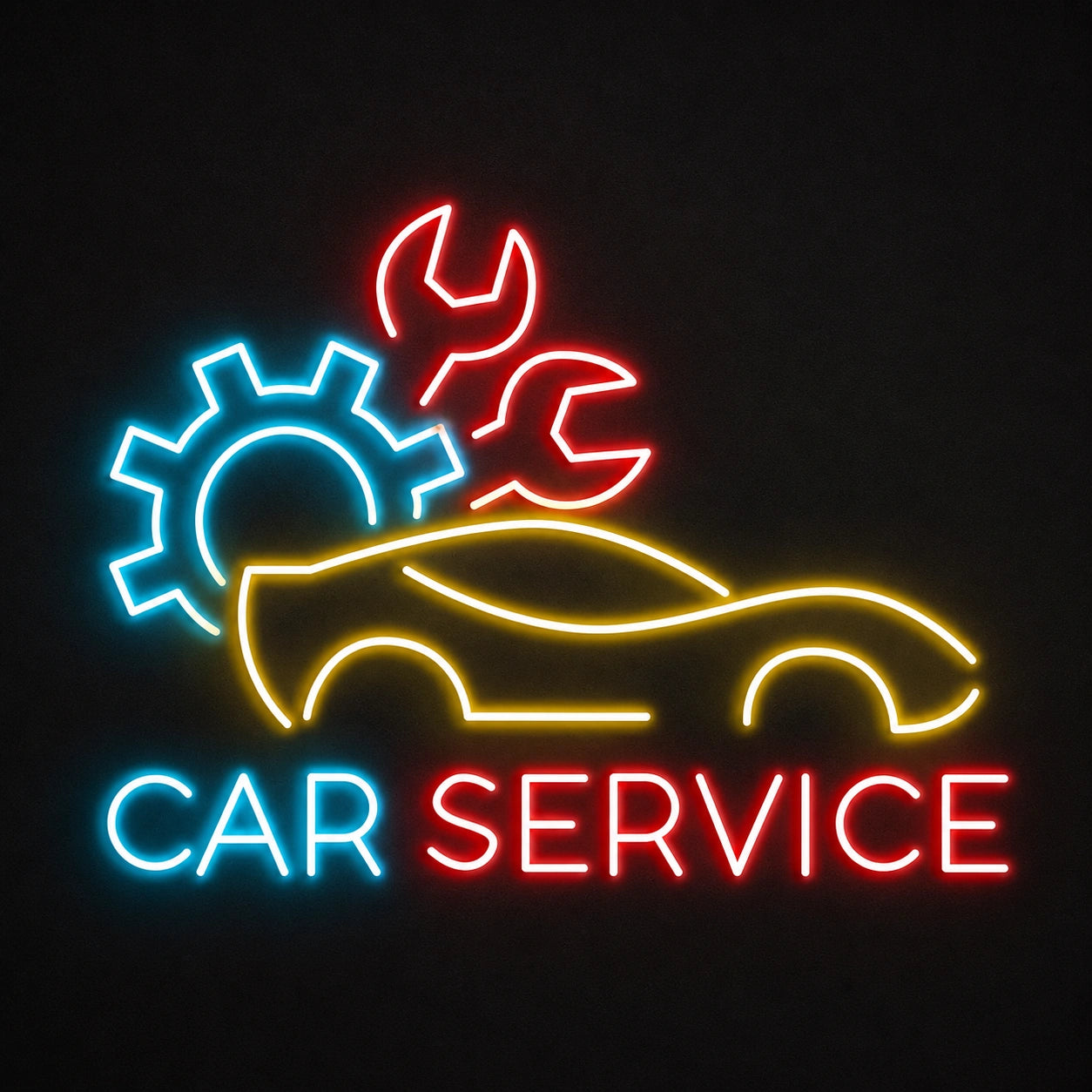 Car Service Gear Dark Wall Vintage LED Neon Sign main product image