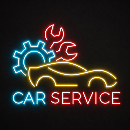 Car Service Gear Dark Wall Vintage LED Neon Sign - Shineneon