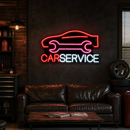 Car Service Wrench Garage Neon Sign Vintage LED Neon Sign real lifestyle scene