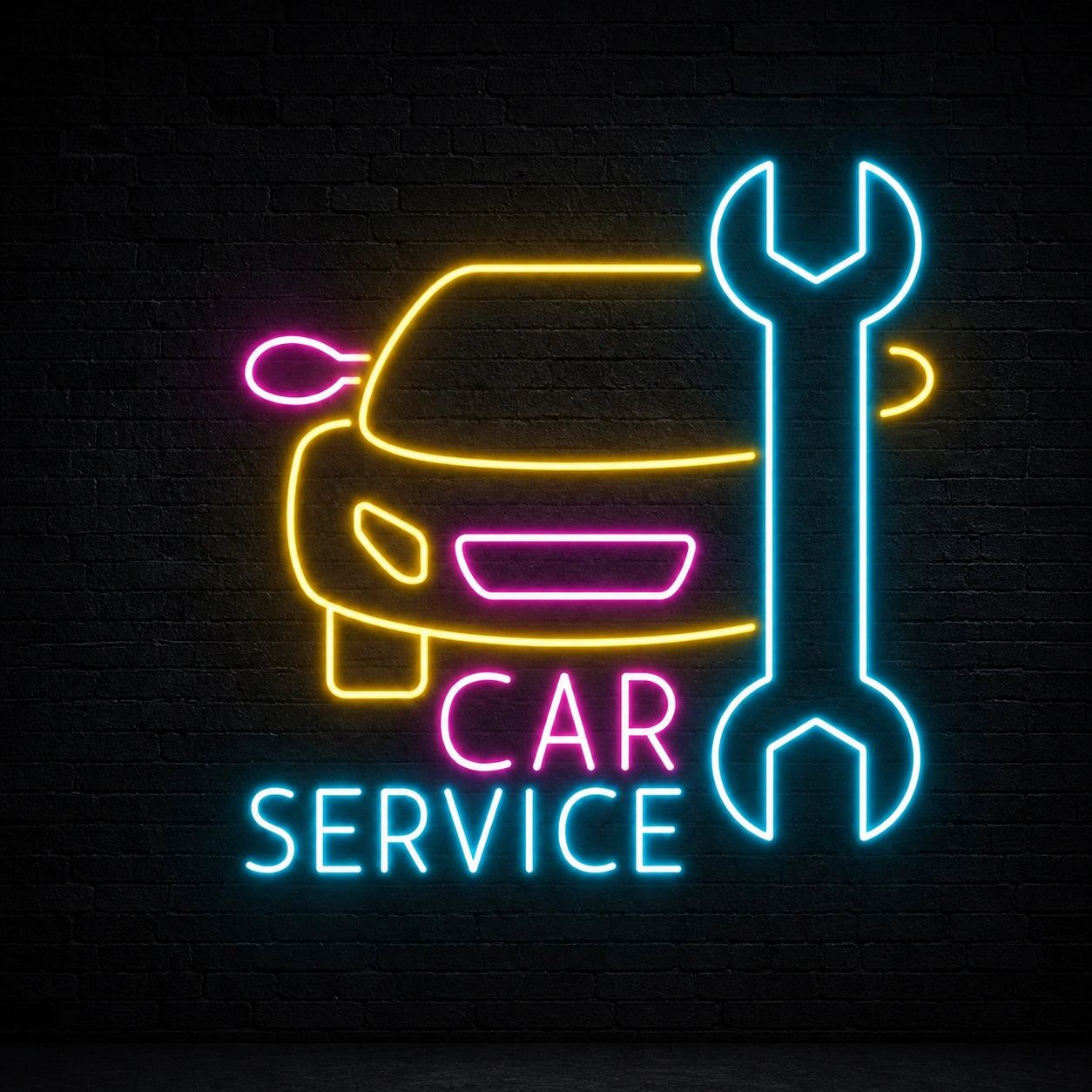 Car Service Wrench Vintage LED Neon Sign high-converting product image