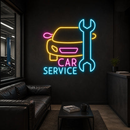 Car Service Wrench Vintage LED Neon Sign real lifestyle scene