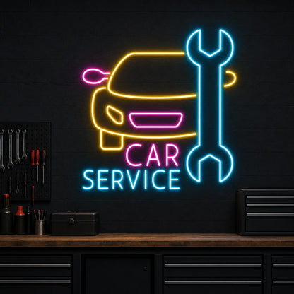 Car Service Wrench Vintage LED Neon Sign size image
