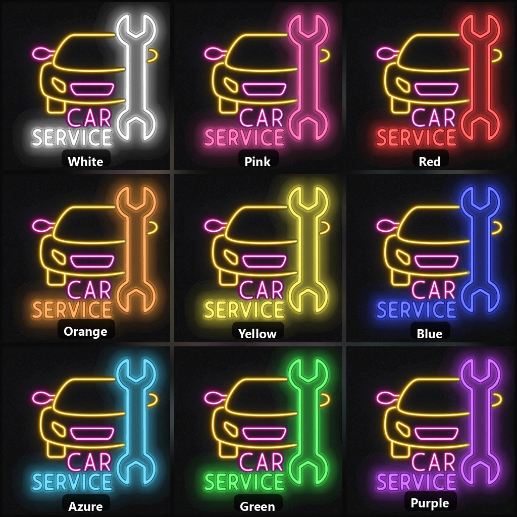 Car Service Wrench Vintage LED Neon Sign color grid