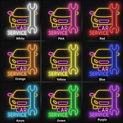 Car Service Wrench Vintage LED Neon Sign color grid