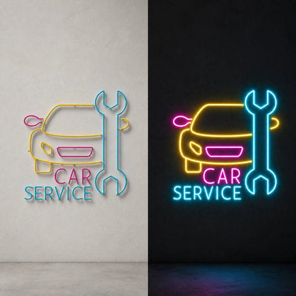 Car Service Wrench Vintage LED Neon Sign - Shineneon