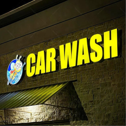 Car Wash 3D Frontlit And Backlit Channel Letter Led Light Sign - Shineneon