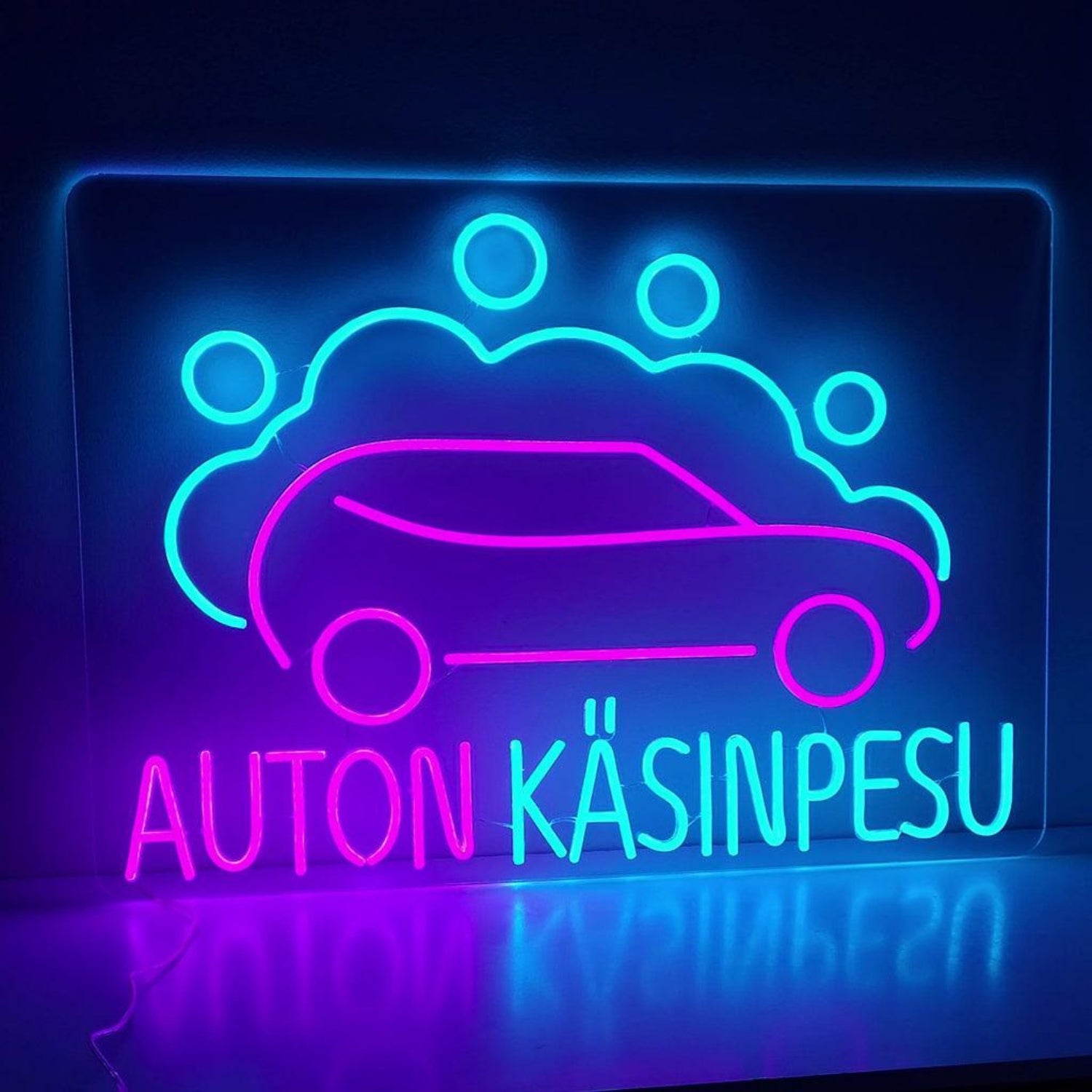 Car Wash Pink Teal Foam Led Neon Sign For Auto Detailing Shop | Shineneon