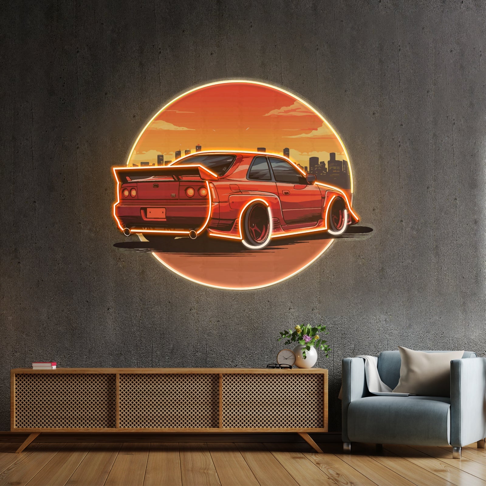 Car With Sunset Led Neon Sign Light Custom Led Signs - Shineneon