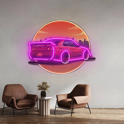 Car With Sunset Led Neon Sign Light Custom Led Signs - Shineneon