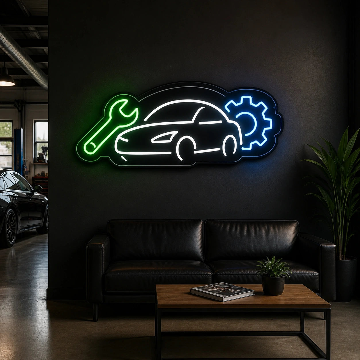 Car Wrench Gear Vintage LED Neon Sign real lifestyle scene
