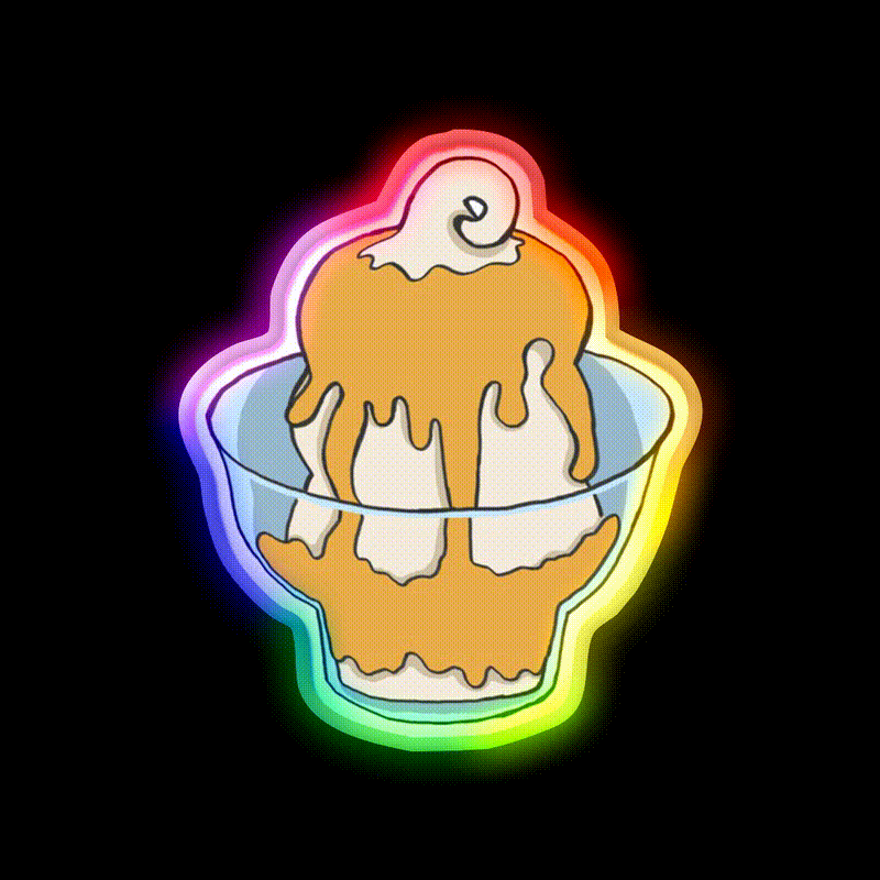 Caramel Sundae Fast Food Led Neon Sign For Burger Place Rgb Color - LED neon sign close-up detail