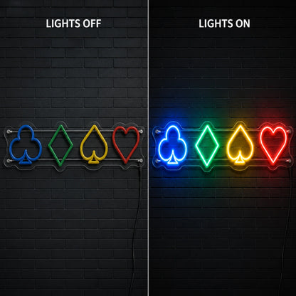 Card Suit Symbols Neon Sign LED Neon Sign day and night comparison