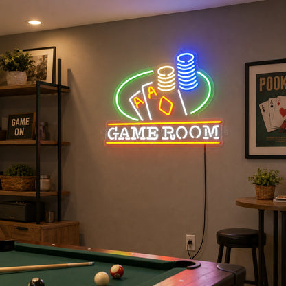 Cards And Chips Game Room Neon Sign LED Neon Sign real lifestyle scene