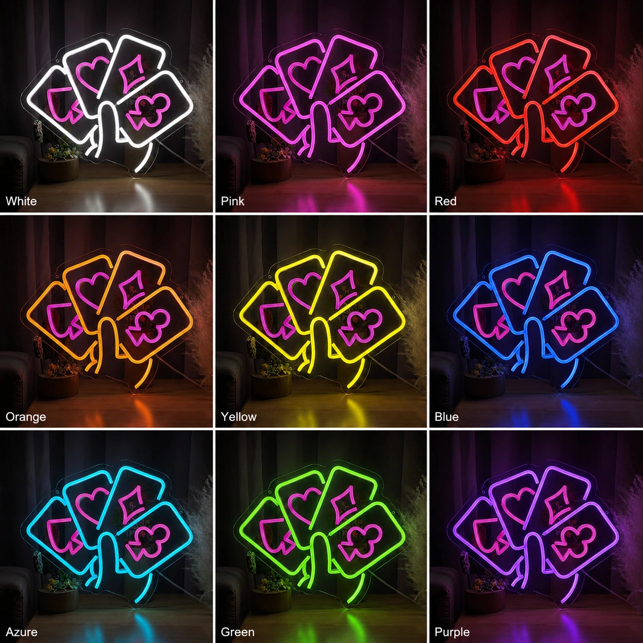 Cards And Ribbon Neon Sign LED Neon Sign color grid