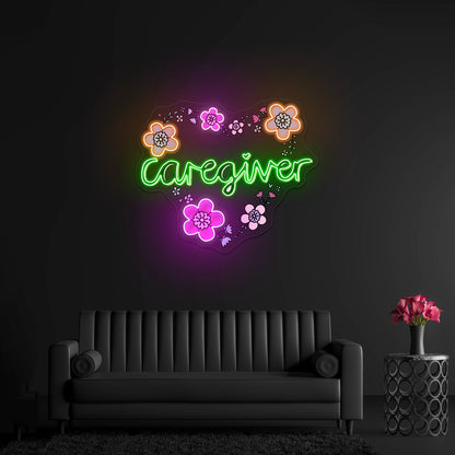 Caregiver Neon Signs Heart Floral - Shineneon