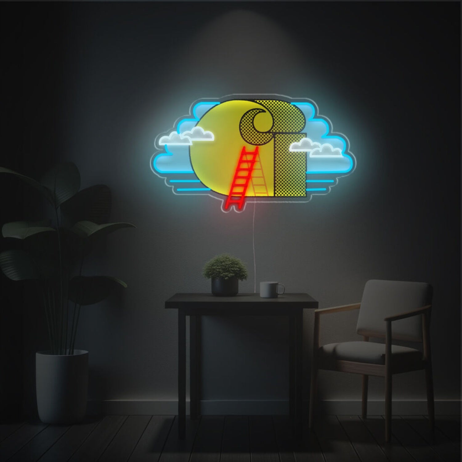 Carhartt With Ladder And Cloud Led Neon Acrylic Artwork | Shineneon