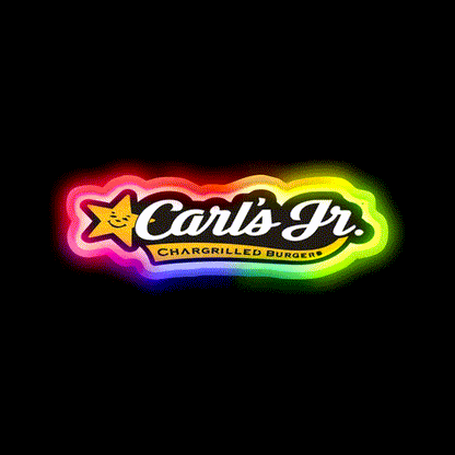 Carls Jr Fast Food Led Neon Sign For Burger Place Rgb Color - LED neon sign close-up detail